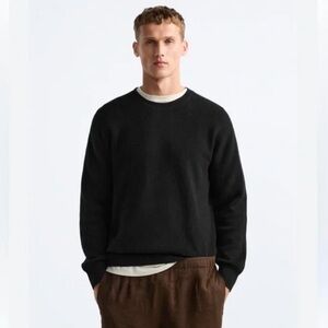 Zara Men’s Black Pullover Crewneck Knit Sweater Size Medium